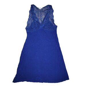 Montelle Women's Blue Lace & Cotton Nightgown Sleepwear Size S